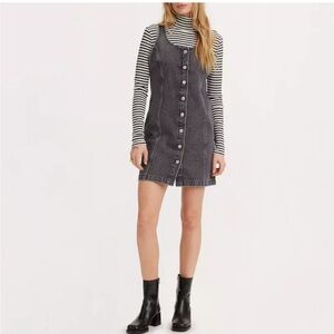 Levi's Black Denim Mini Dress with Buttons
